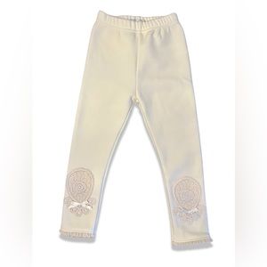NWT Trish Scully Girl's Embroidered Legging - Cream - Size 2T